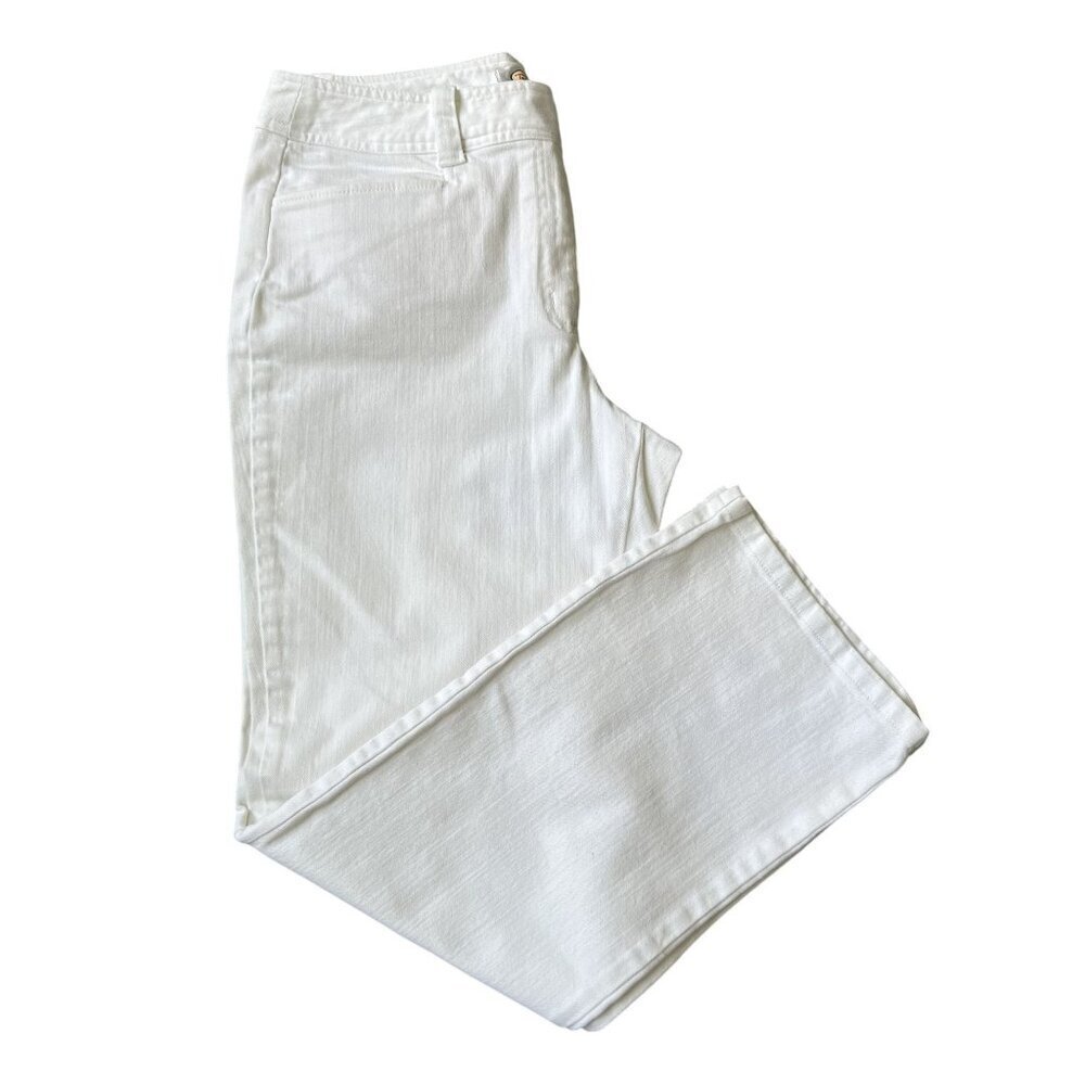 Talbots Womens 12P Winter White Boot Cut Gentle Stretch Pants Clean Girl Jeans - Picture 4 of 13